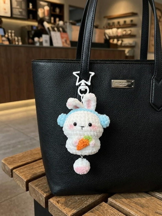 Cute Crochet Bunny Keychain, Amigurumi Rabbit Bag Charm, Crochet Keychain, Gift For Her, Cute Bag Charm, Crochet Cute Rabbit Keychain