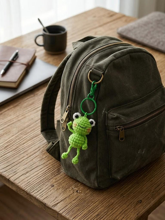 Cute Handmade Crochet Frog Plushie Keychain, Amigurumi Frog Doll, Cute Animal Toy, Frog Lovers, Froggy Crochet, Knitted Frog, Gift For Her