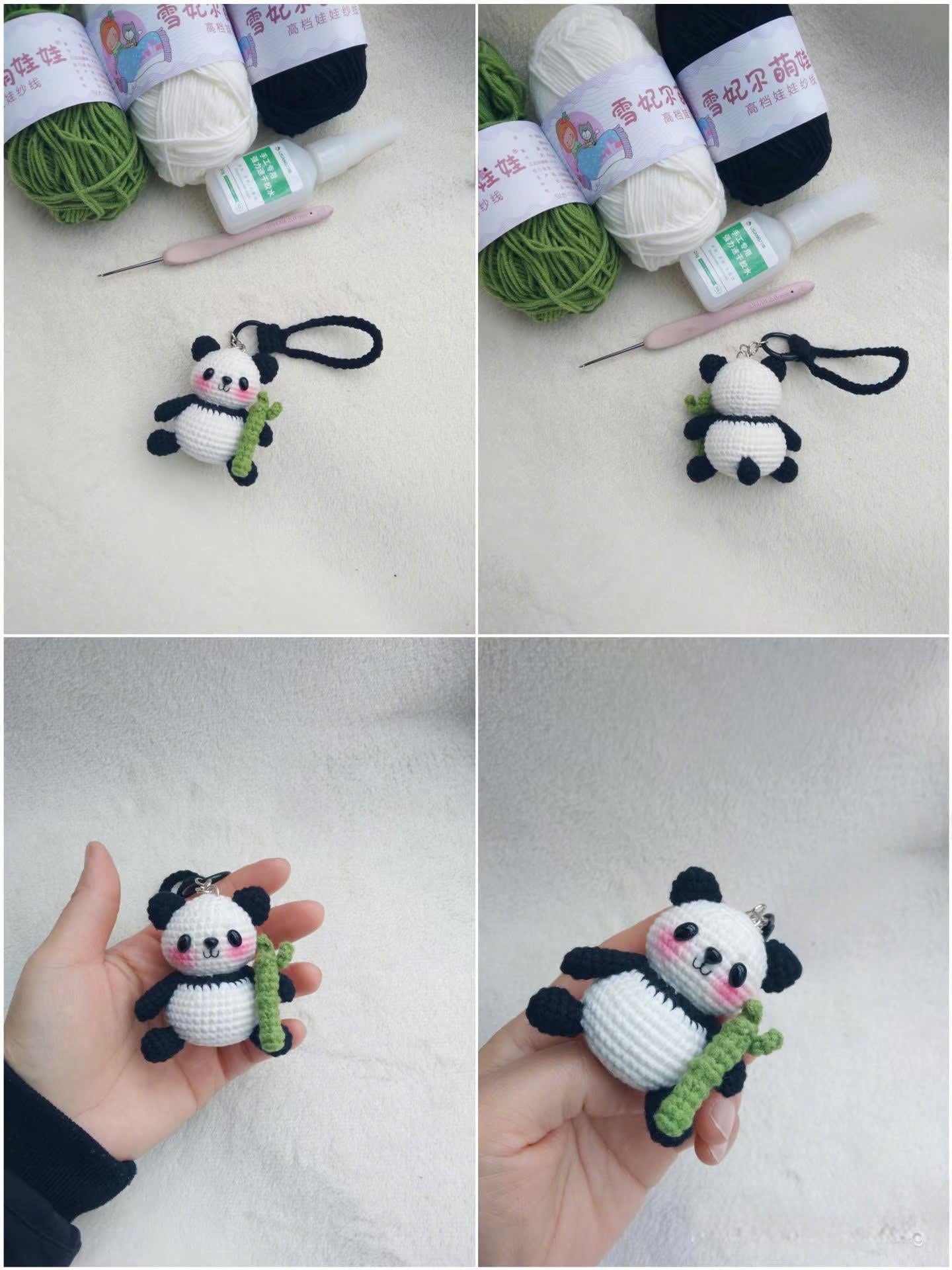 Cute Crochet Panda Keychain, Amigurumi Panda Charm, Kawaii Panda Plush Keyring, Handmade Animal Gift, Bag Charm Accessory, Crochet Keychain