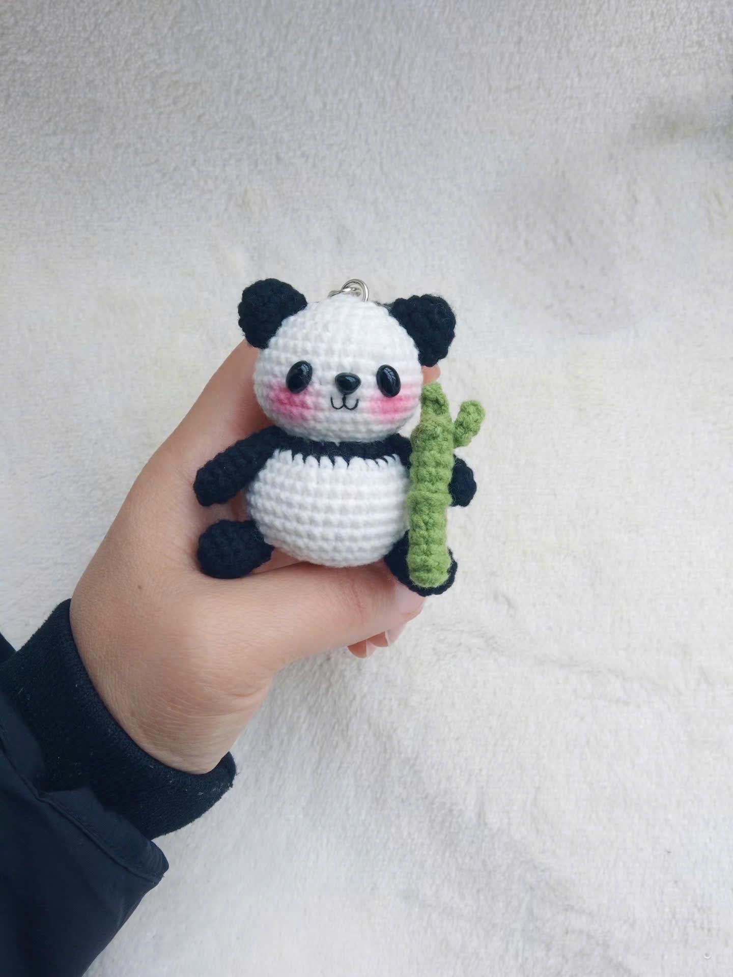 Cute Crochet Panda Keychain, Amigurumi Panda Charm, Kawaii Panda Plush Keyring, Handmade Animal Gift, Bag Charm Accessory, Crochet Keychain