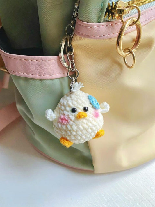 Cute Crochet Chick Keychain, Amigurumi Chick, Kawaii Bird Plush Keyring, Handmade Animal Gift, Cute Bag Charm Accessory, Crochet Keychain