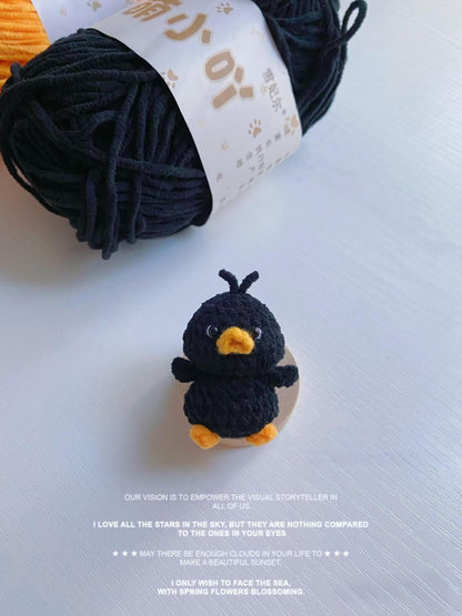 Cute Crochet Black Duck Keychain, Amigurumi Duck Charm, Kawaii Duck Keyring, Handmade Animal Bag Charm, Cute Gift Idea, Crochet Keychain